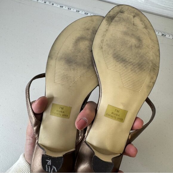 Vintage Impo 90s Y2K Bronze Metallic Straps Low Heel Slip On Sandals Size 7M - Picture 5 of 12
